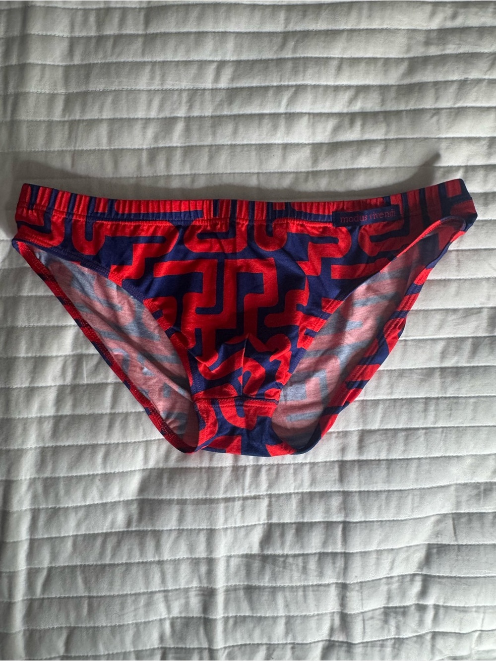MODUS VIVENDI Men's Red and Blue Geometric Briefs - Picture 3 of 5